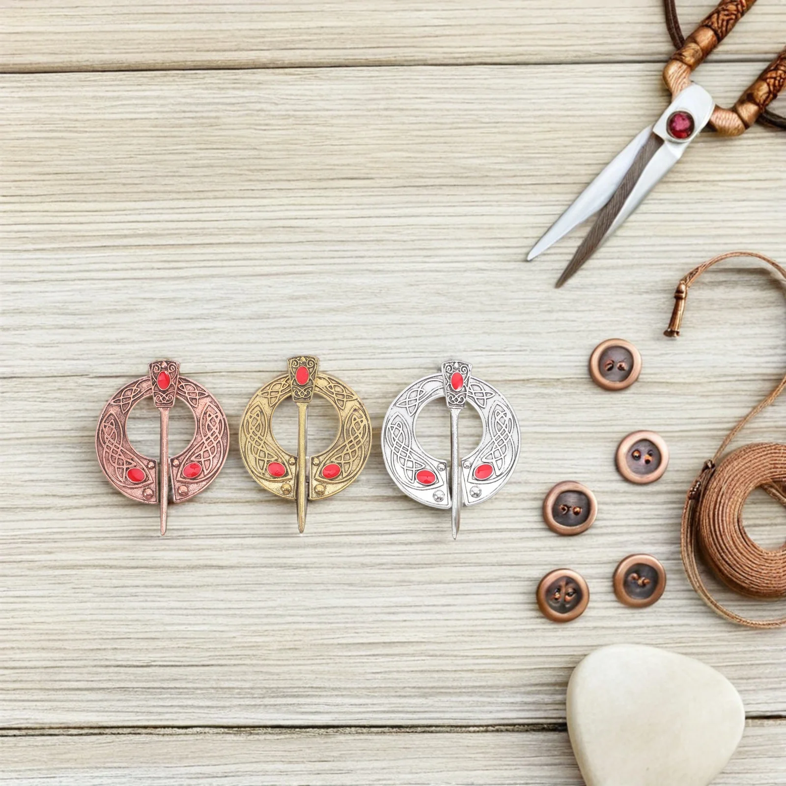 

3Pcs Viking Brooch Creative Vintage Alloy Breastpins for Party Outfit Headdress Bag Decoration Accessories Viking Brooch