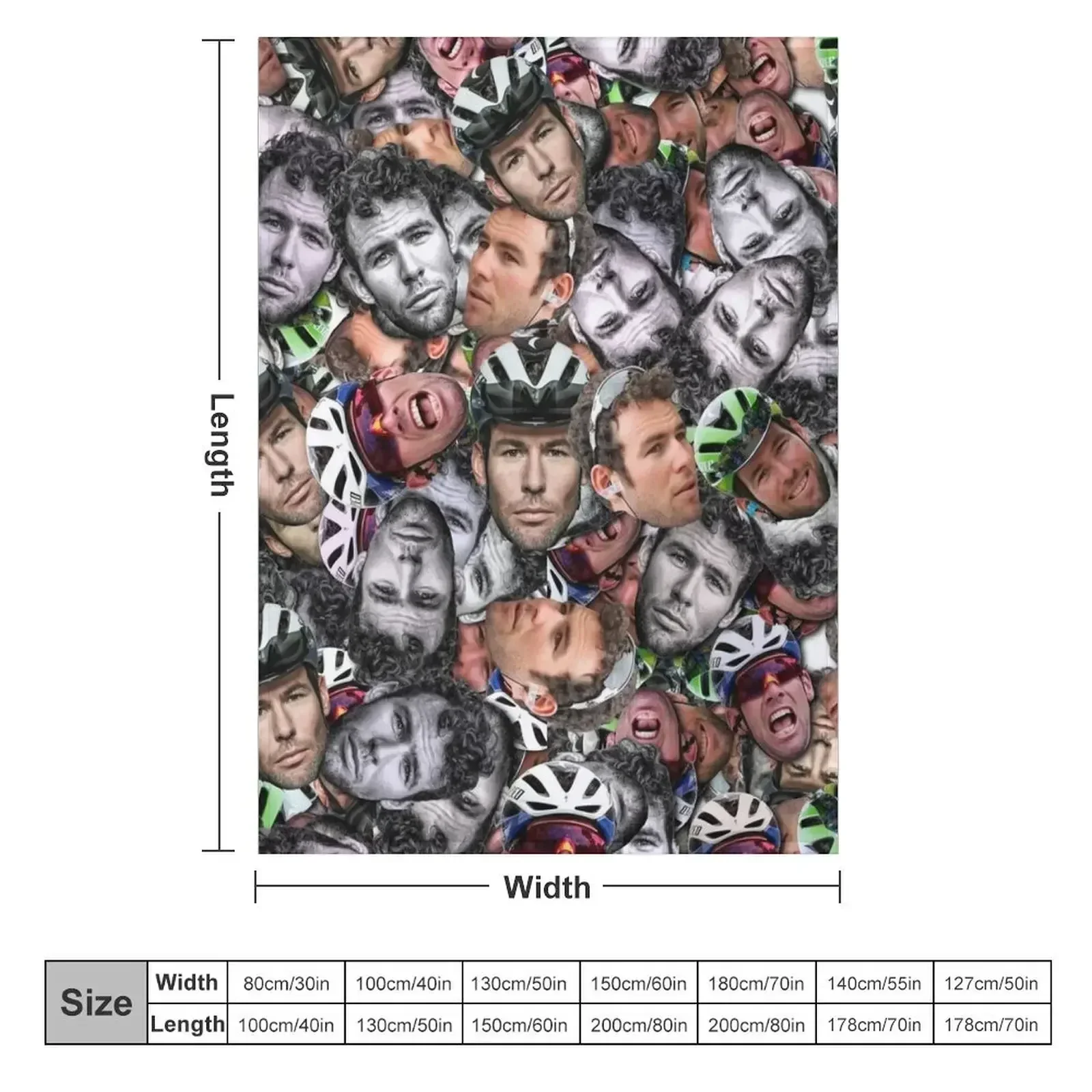 mark cavendish - professional road racing cyclist face pattern Throw Blanket Single valentine gift ideas Cute Blankets