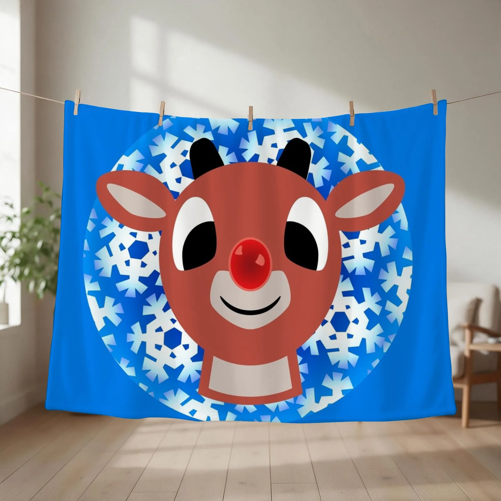 Hello Rudolph Throw Blanket couch cozy soft plush fuzzy picnic outdoor blanket