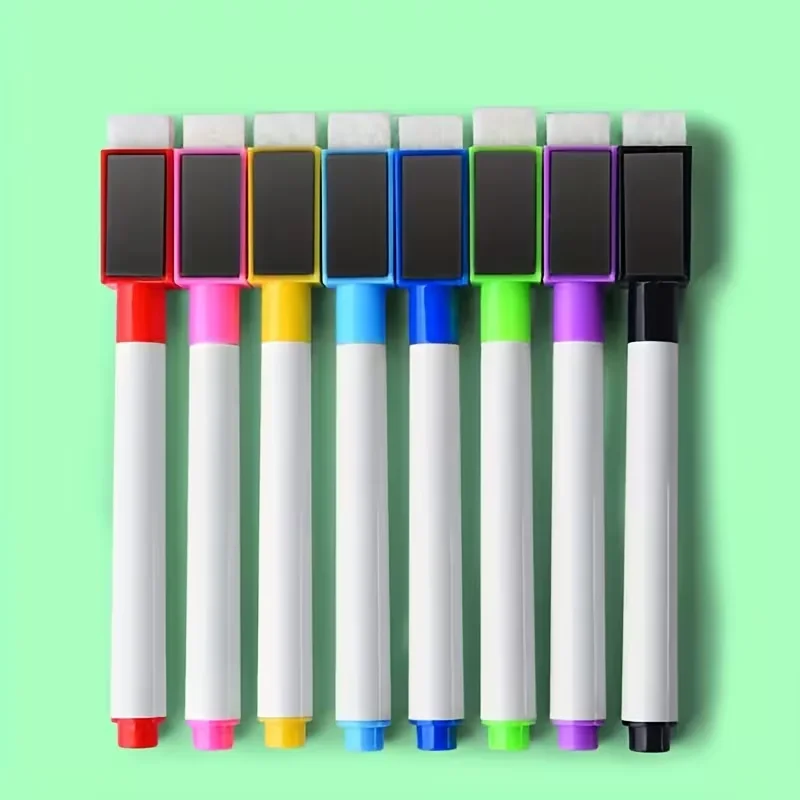 8-farbiger Trockenradierer mit magnetischem Markierungsstift, geeignet für Whiteboards und Kalender im Büro, Kühlschränke – Detail 6
