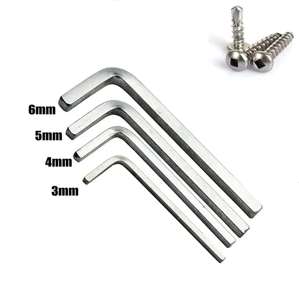 4Pcs L-Shape Square Head Wrench Square Key 4Point Wrench Screwdriver Set 3-6mm For Tightening Screws Portable Repair Hand Tools