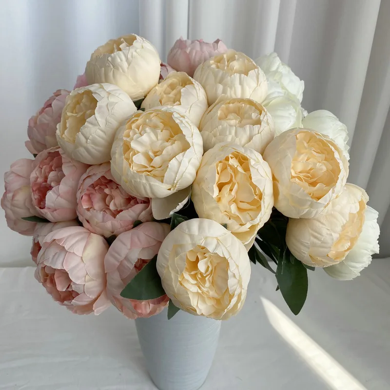 10 Heads Big Bud Silk Peony Artificial Flower Peony Bridal Bouquet Outdoor Wedding Decor Home Fake Flower Valentine\'s Day Gift