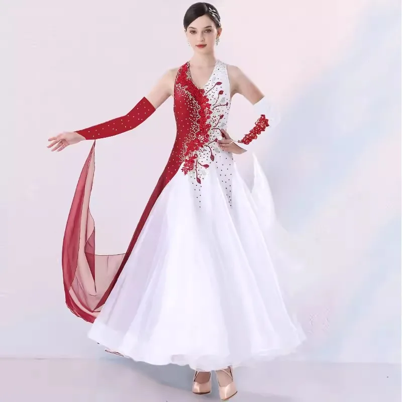 Customized High-end Ballroom Dance Competition Dresses Women Standard Modern Dance Dress Big Swing  Party Performance Clothes