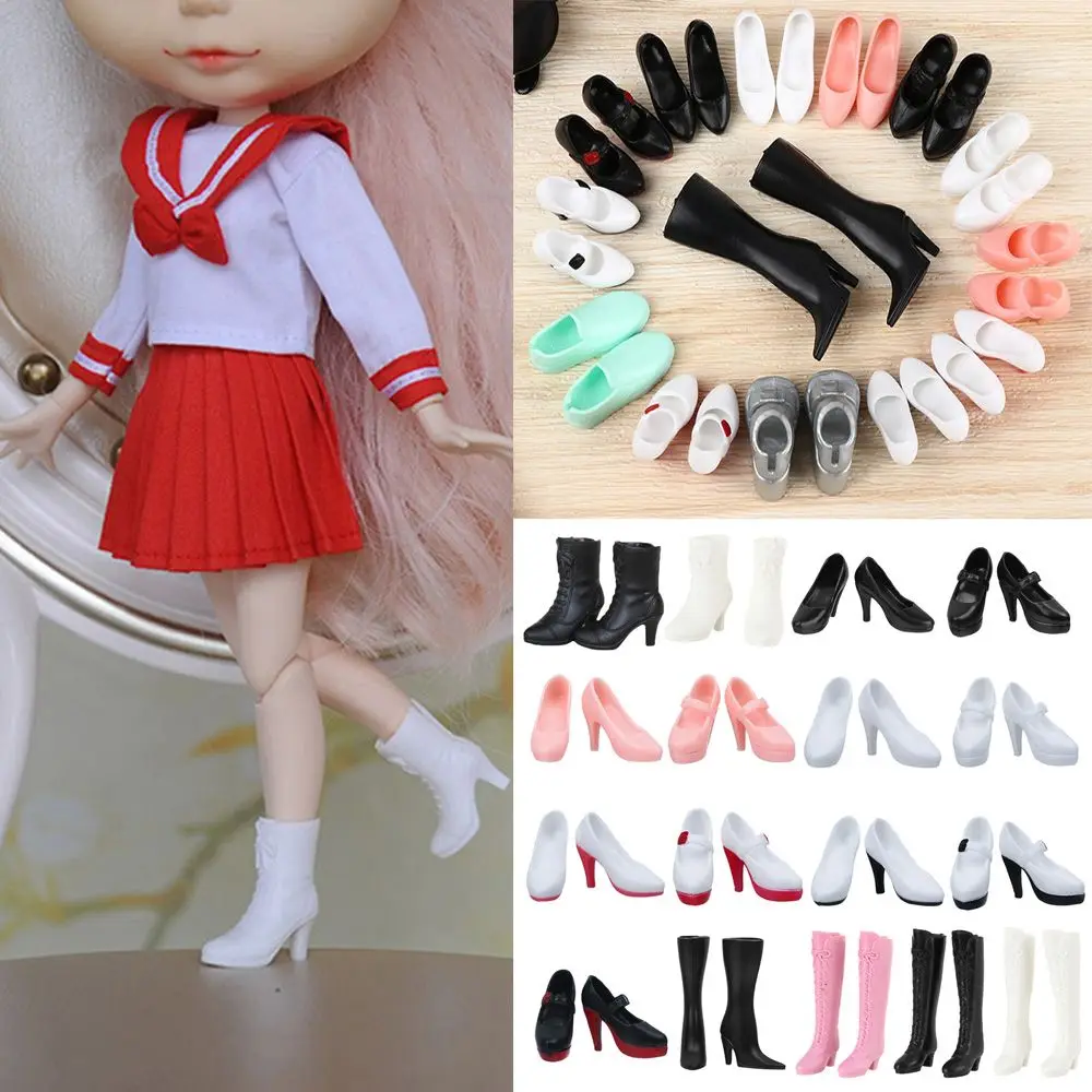 1 Pair Doll Shoes Fashion Female Doll Boots Foot Length 2cm Dolls Shoes Accessories Plastic Doll Multistyles Long Knees Boots