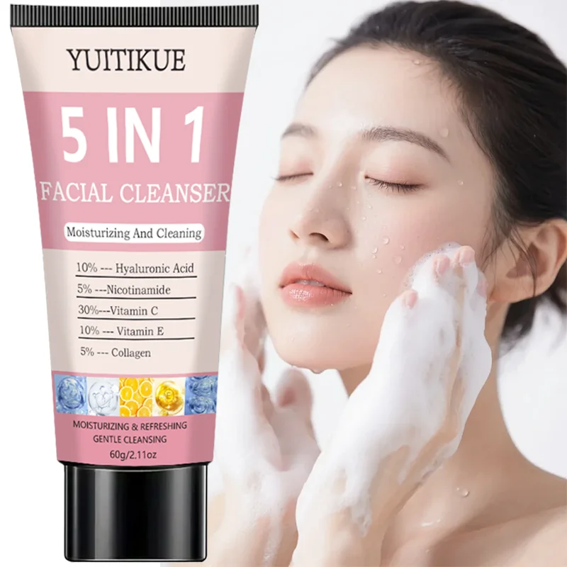 5 in 1 Moisturizing Facial Cleanser Refreshed Cleansing Makeup Remover Brightening Hydrating Light Texture Rich Foam Cleanser