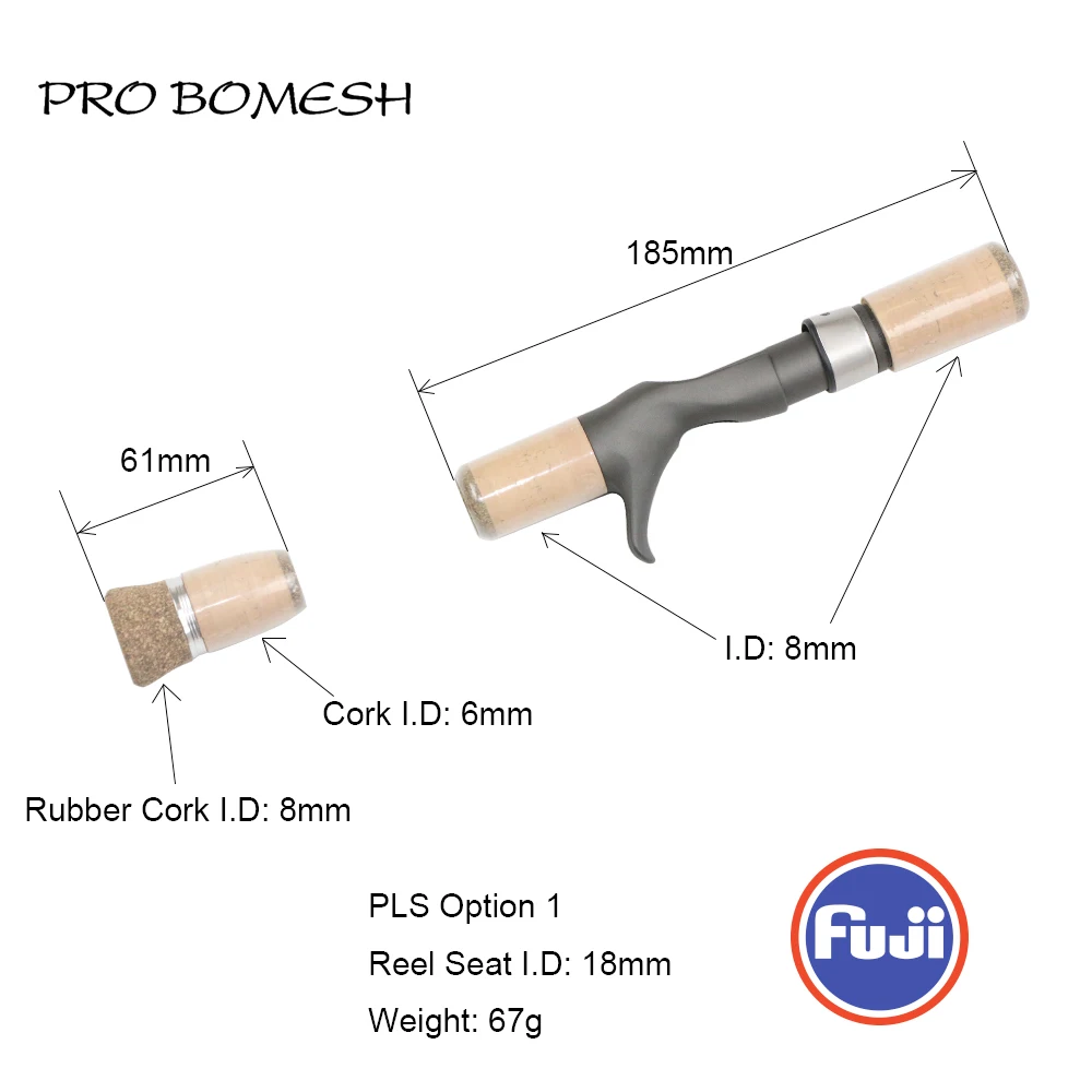 Pro Bomesh 1 Set Fuji TCS#18 PLS#18 Casting Reel Seat 2A Cork Handle Kit Slow Jigging DIY Fishing Rod Component Pole Accessory