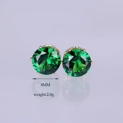 Simple and Fashionable Gold-plated Earrings Multicolor Temperament Round 8MM Flash Acrylic Imitation Zircon Earrings for Women