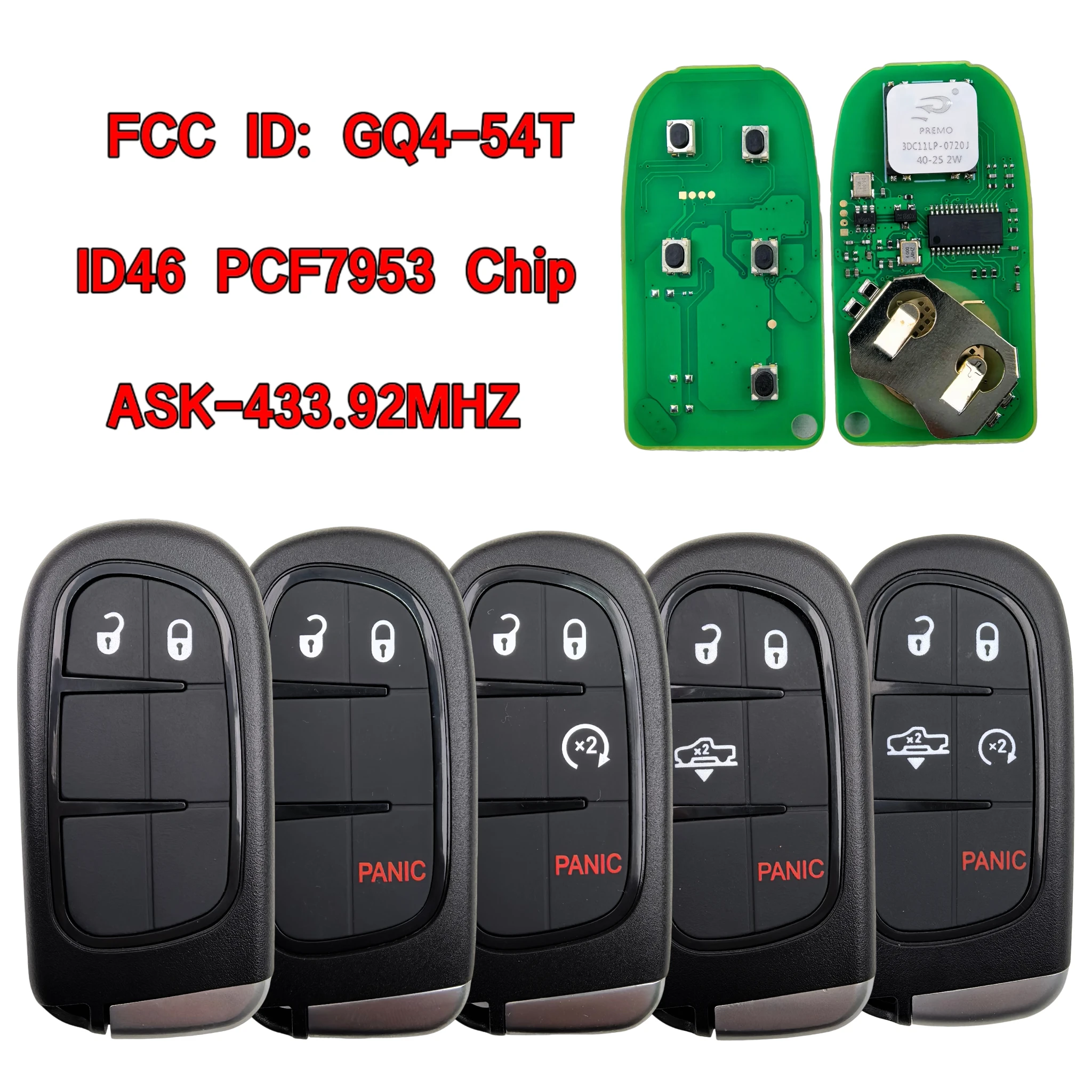 GQ4-54T ID46Chip 433Mhz 2/3/4/5BT Fernbedienung LKW-Auto-Schlüssel/PCB für Dodge für RAM 1500 2500 3500 2014 2015 2016 2017 2018 Keyless Go – Detail 1
