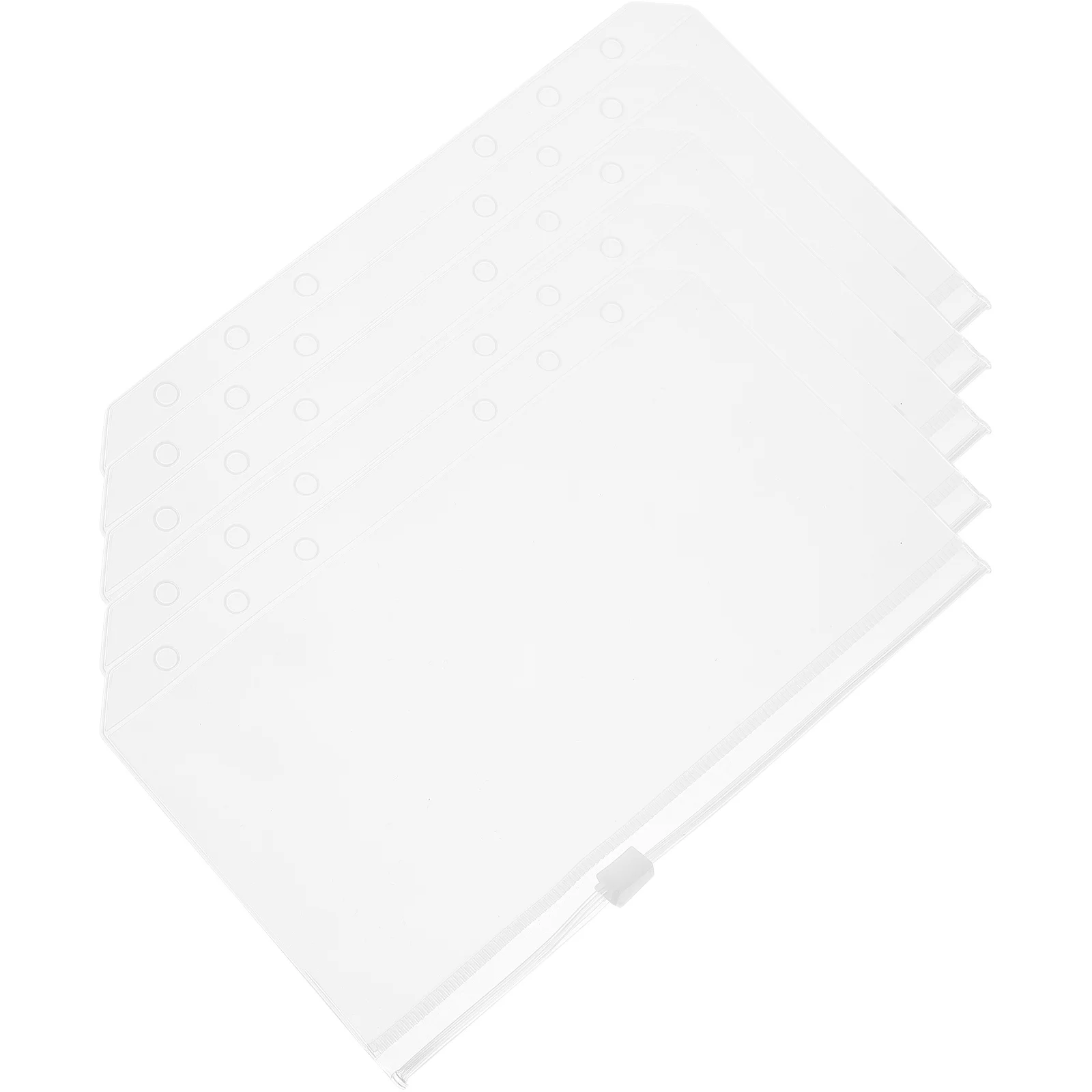 Bolsas de almacenamiento de documentos transparentes, 5 uds., cremallera de hojas sueltas, seis agujeros, bolsas de carpeta de PVC, organizadores de archivos, estudio de oficina