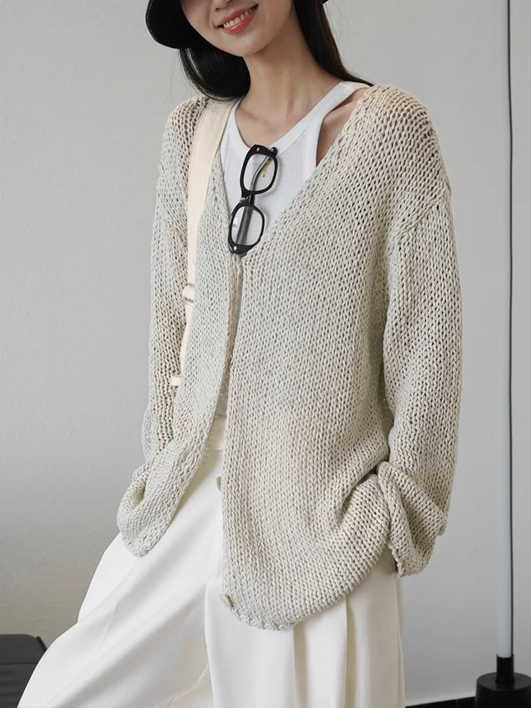 

ENjoyce Women Single Breasted Knit Sweater Korean Fashion Tops Long Cardigan Retro Casual V-neck Knitwear Coats Spring Fall