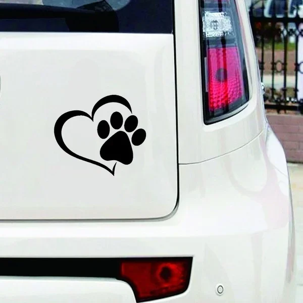 Cute Dog Paw with Peach Heart Car Sticker Cartoon Animal Take Dog Cat Love Pet Car Sticker,11cm*11cm