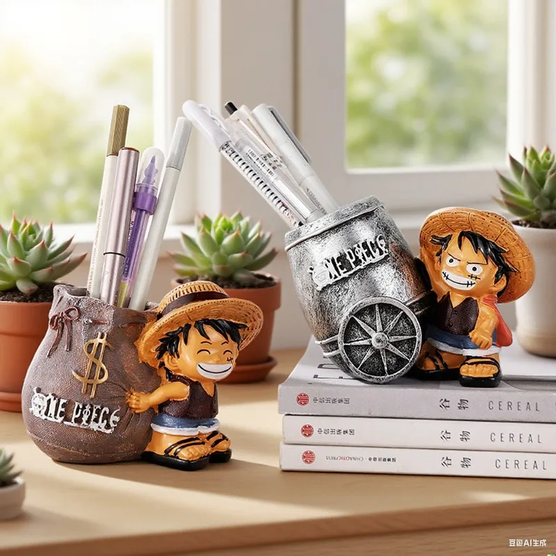 

Цельный держатель для ручек Luffy большой емкости, периферийная фигурка аниме, настольное украшение, креативные офисные украшения, принадлежности