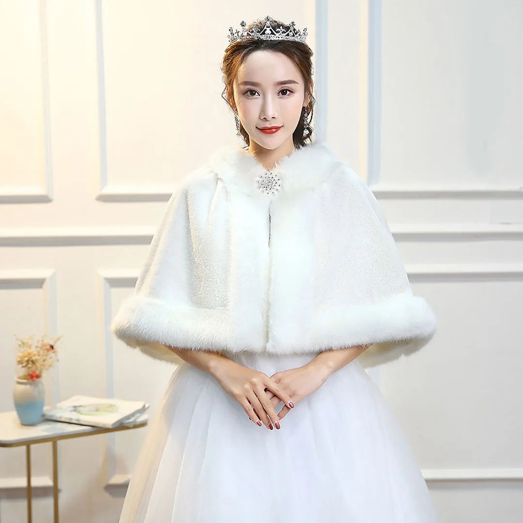 

Bridal wedding fur shawl wedding dress warm cape wedding ceremony rabbit fur love bridesmaid outfit