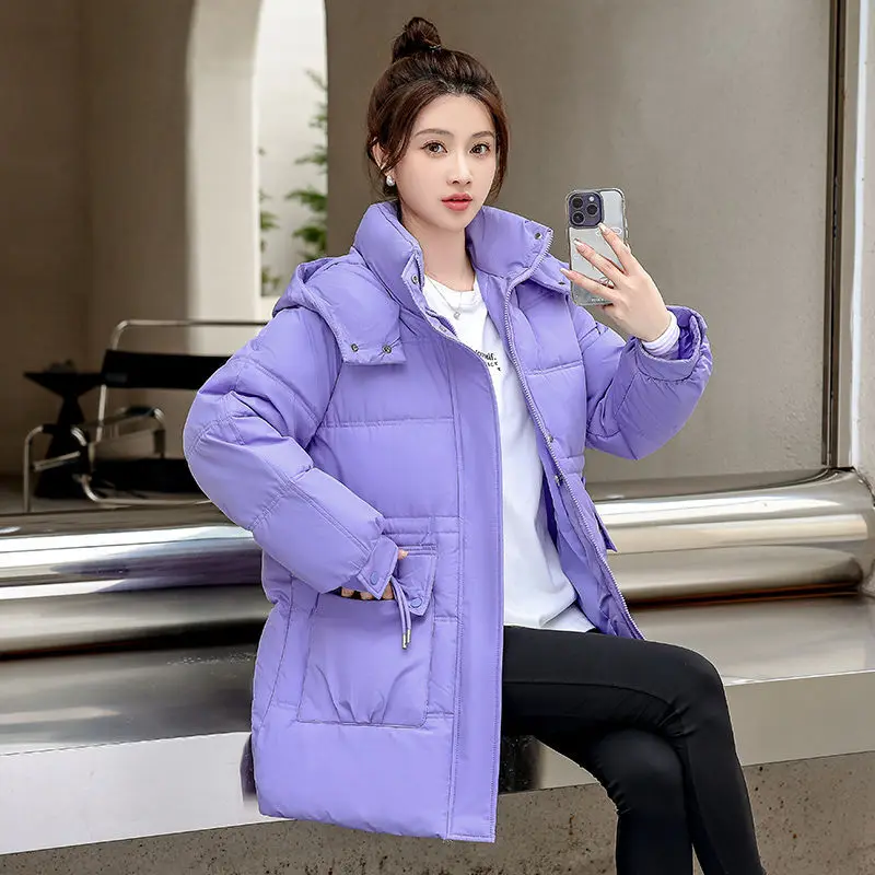 Casual Mid-length hooded padded jacket women Parka new winter fashion waist slim cotton coat thick Warm Clothes Female tide T655