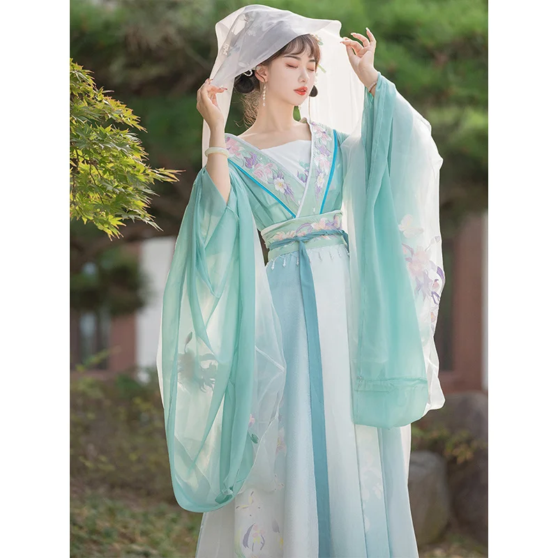 Traje de roupa tradicional chinesa feminina, hanfu, vestido elegante, dinastia Weijin, princesa fada, festa de luxo