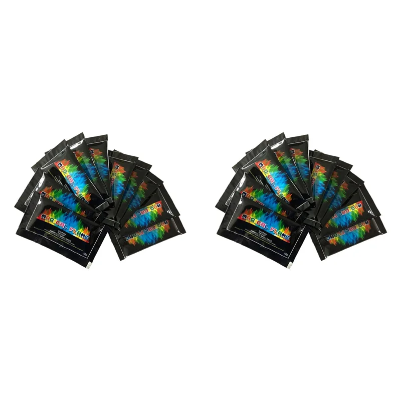 【تخفيضات التصفية】20 قطعة من عبوات النار المتغيرة الألوان، مسحوق غير سام لحفر النار وحرائق النار والمواقد، لهب آمن ونابض بالحياة