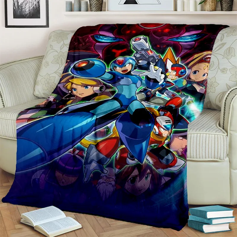 

Retro Games Megaman Rockman Cartoon Blanket,Soft Throw Blanket for Home Bedroom Bed Sofa Picnic Travel Office Cover Blanket Kids