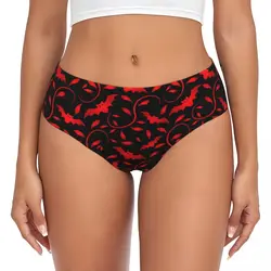 Custom Womens Modern Halloween Spooky Red Bats Panties Breathable Briefs Underwear
