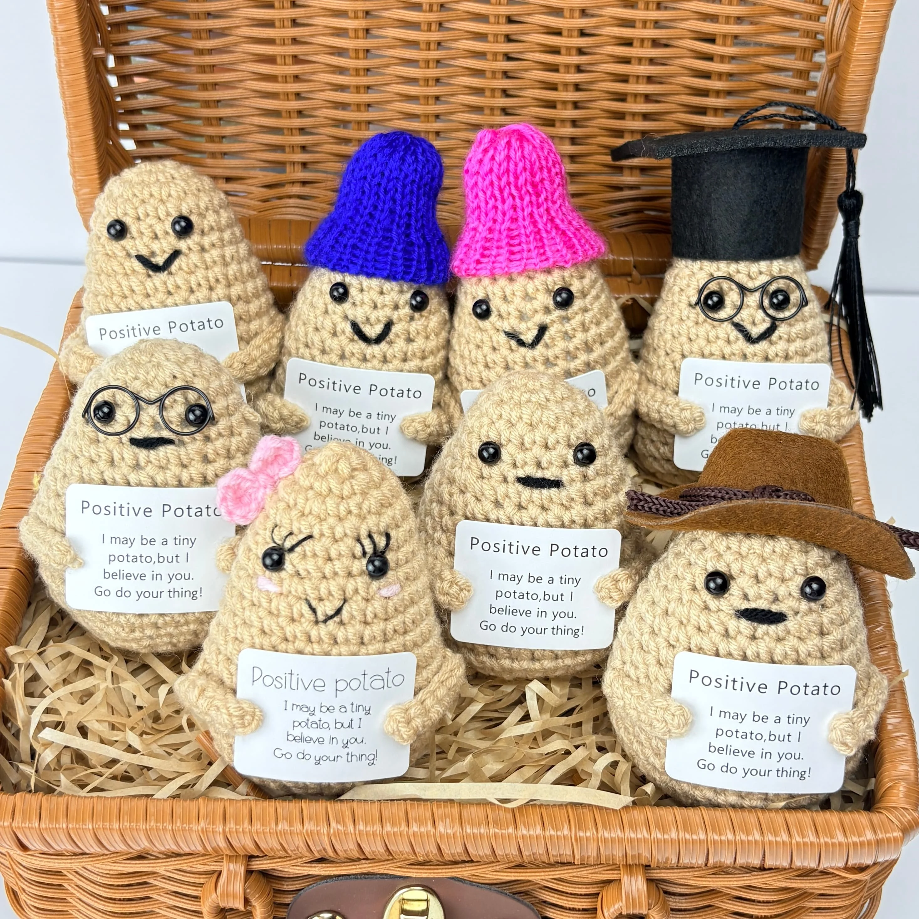 Funny Positive Potato Crochet Emotional Support Doll Positive Crochet Animals Gift for Friend Creative Dolls