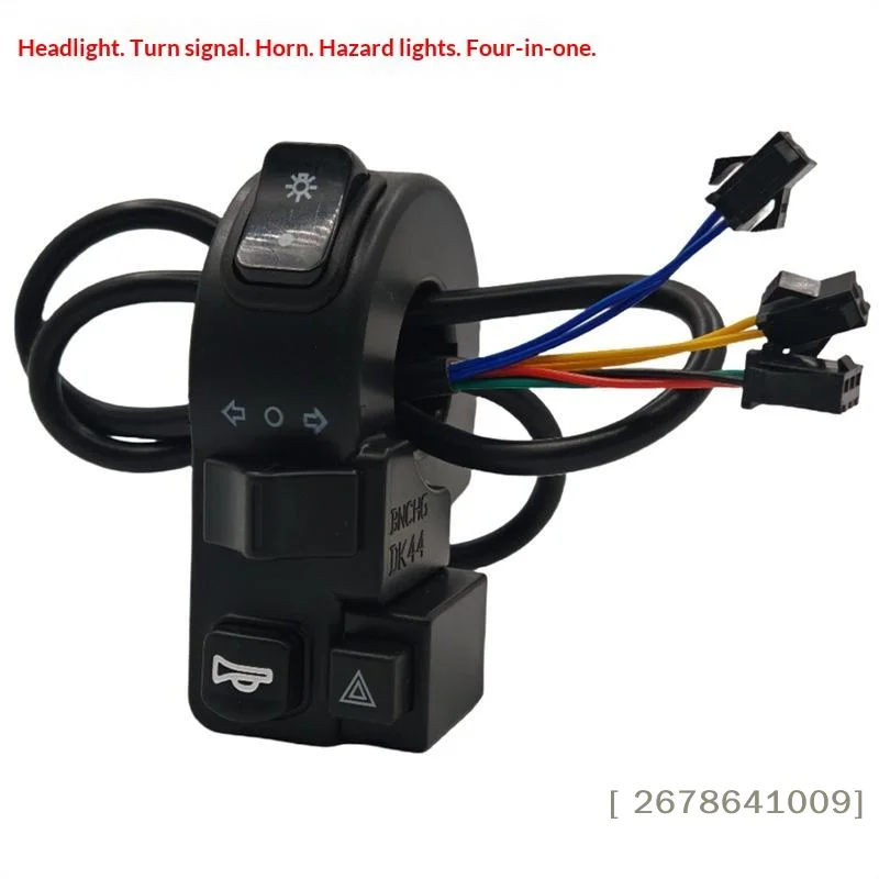 ⚑4-in-1 Electric Vehicle Multifunction Waterproof Combination Switch Universal Handlebar Horn For Electric Scooter