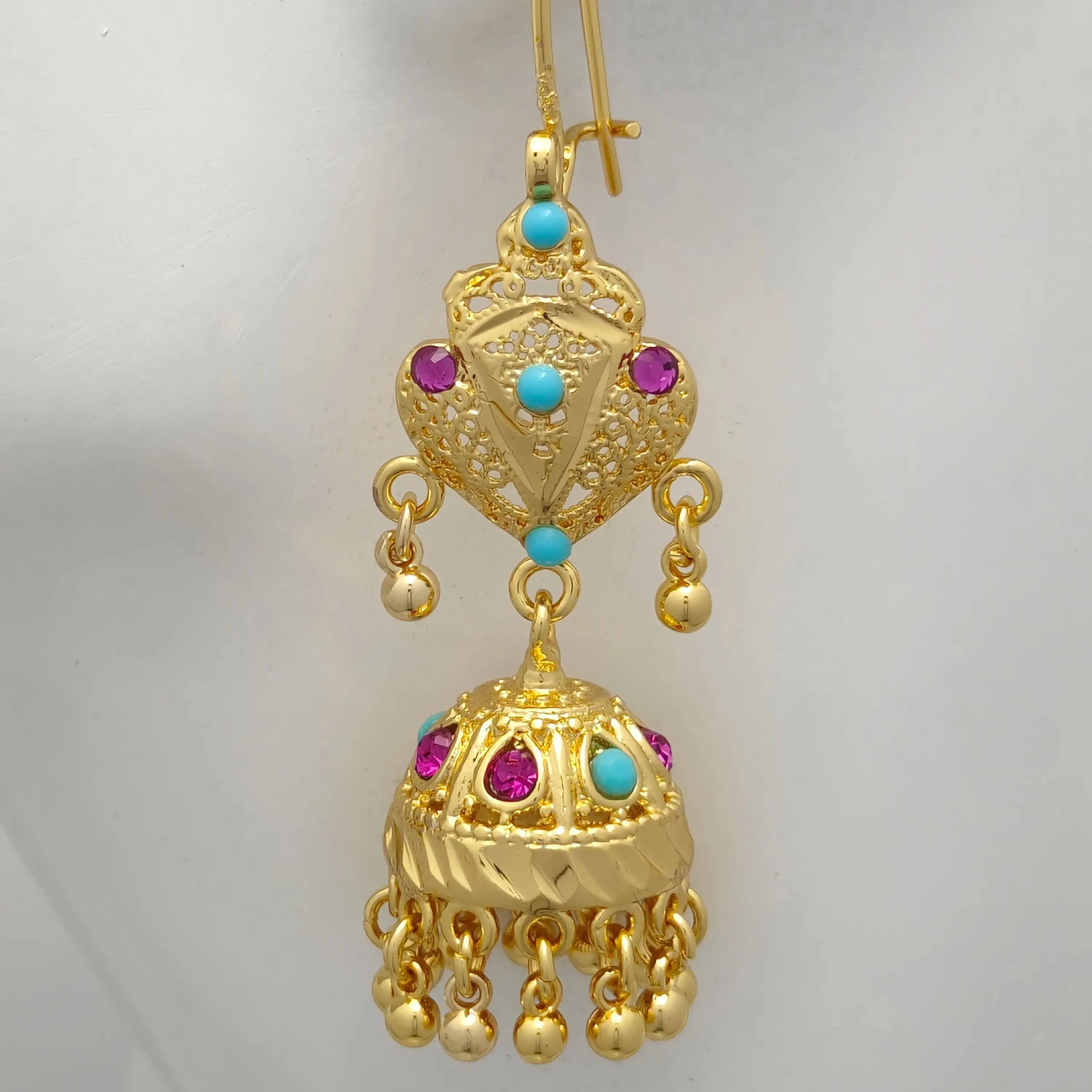 Boho 24k Gold Plated Hanging Earrings Jhumka New Women\'s Rhinestones Tassel Long Earrings 2024 Trend Luxury Jewellery Accesories