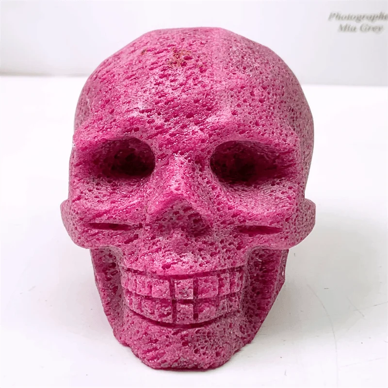 Natural Ruby Skull Carving Head, Reiki Statue, Healing Fengshui Faucet for Room Decoration, Holiday Gifts, 1Pc