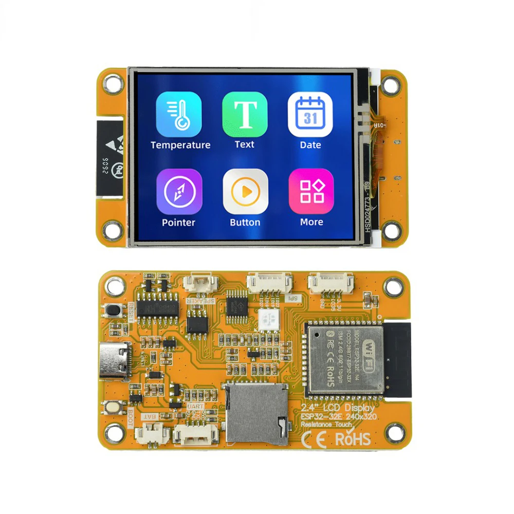 2.4Inch IPS Resistive Touch Screen ESP32-32E Development Board ST7789 WIFI BT Type-C Audio Speaker RGB LED Screen Board