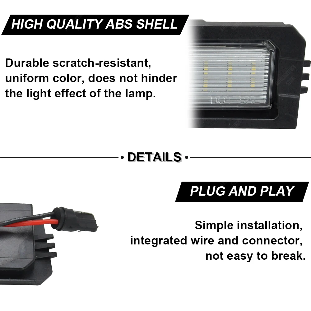 Luzes LED para Kia Rio Niro K5, Lâmpadas de Número Branco, Hyundai I30, Elantra, Sonata, Veloster, 2pcs