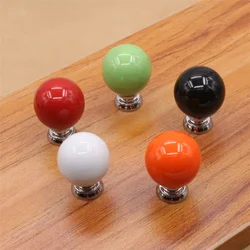Zinc Alloy Ceramic Knob Handle Single Hole Furniture Handles Drawer Cabinet Door European Pumpkin Cartoon White Round Pulls