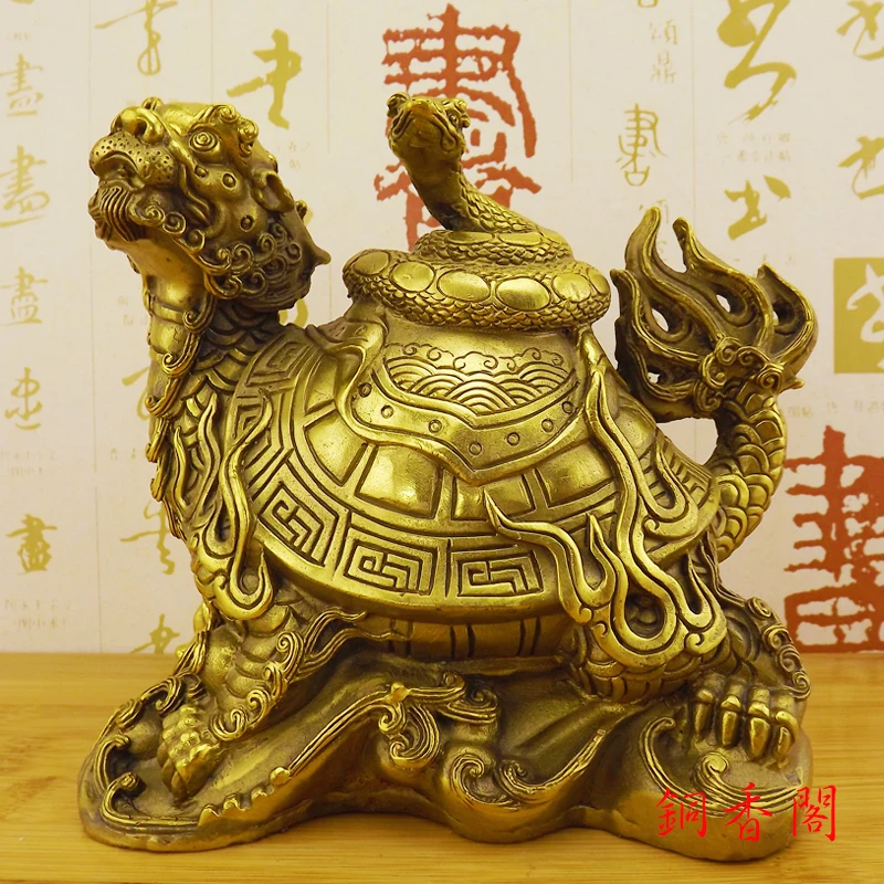 Pure copper dragon turtle snake creative crafts ornaments living room desks foyer home decoration opening gift