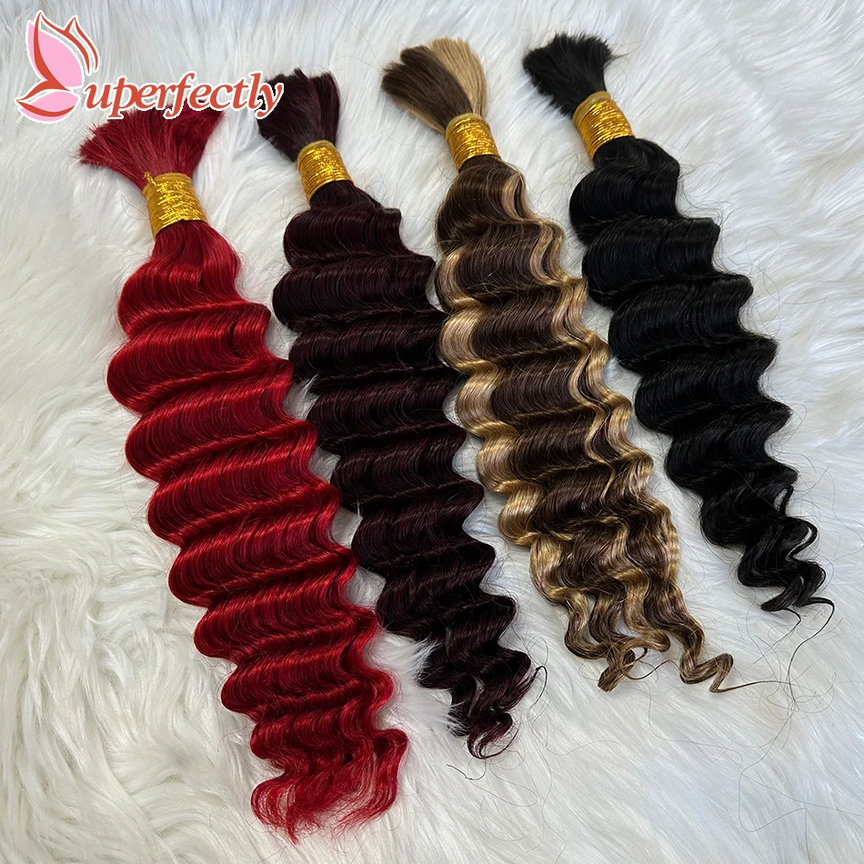 

Deep Wave Hair Bulk For Braiding Human Hair Remy Brazilian Hair Bulks No Weft 14-28Inch Blonde Natural Hair Extensions For Women