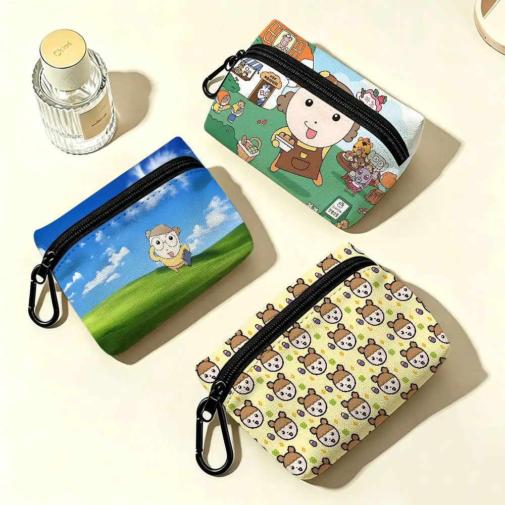 Cartoon Maru Is A Puppy Compact Oxford Cloth Zipper Pouch Detachable Carabiner Mini Coin & Key Wallet