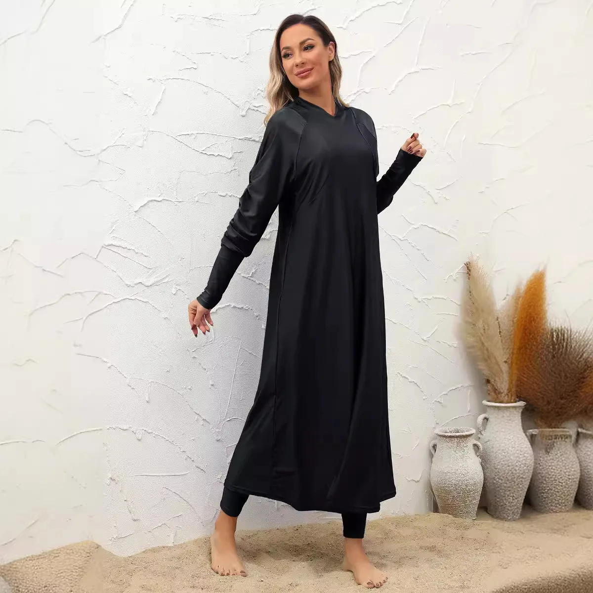 Full Cover Up Diving Surfing Modest Muslim Women Swimsuit Three Piece Set Sun Protection Long Dress Conservative Split Swimwear