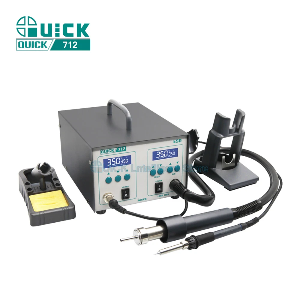 QUICK 712 2 in 1 Soldering Station 861DW Hot Air Gun 1000W 203H Electric Soldering Irons 90W Dual Digital Display Rework Station