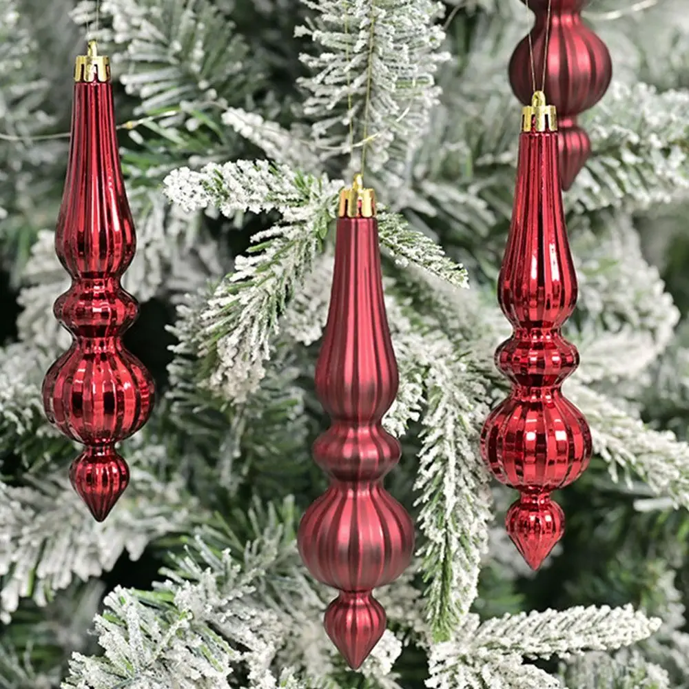 Colorful Paintings Cone-shaped Christmas Ball Water Droplets Electroplated Xmas Tree Hanging Ball DIY Plastic