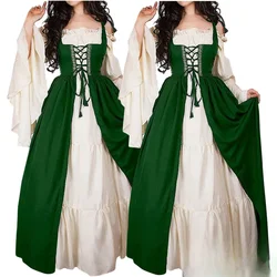 Medieval Cosplay Costume Women Long Sleeves Vintage Robe Fairy Elven Dress Renaissance Princess Court Dresses