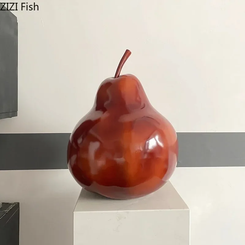 Large Pear Art Ornaments Home Decoration Accessories Artificial Fruit Sculpture Statue Miniatures FRP Crafts Figurines Gift