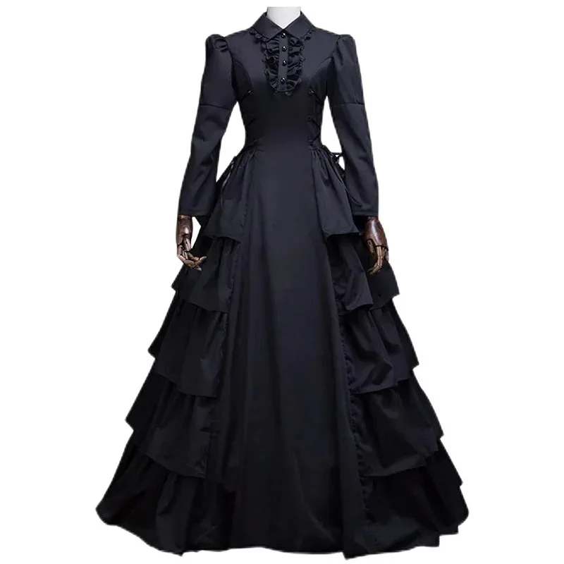 

19th Victorian Gothic Queen Party Ball Gown Vampire Darkness Renaissance Lolita Vestido Maxi Dress Women Stage Wear mb.3