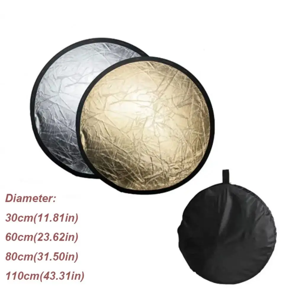 Reflector 30CM 60CM 80CM 110CM Silver White Gold Portable Collapsible Soft Light Round Photography for Studio 2/5 in1