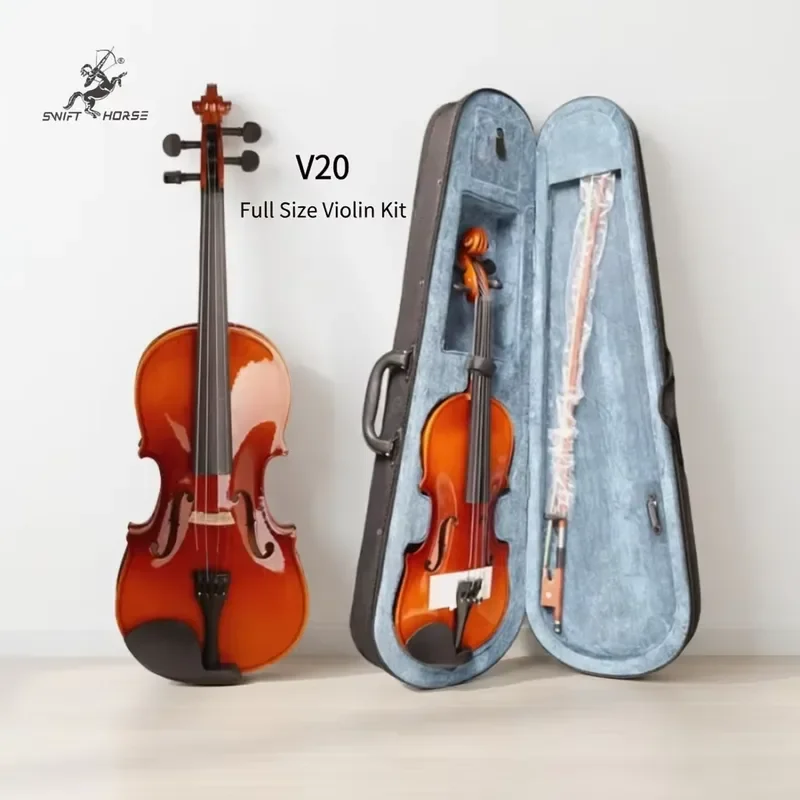 for Professional Glossy Full Size 4/4 3/4 1/2 Maple Neck Violin with Bow and Case String Instruments
