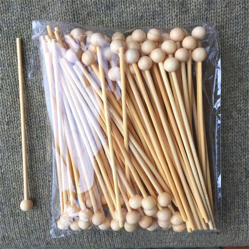 500pcs Wooden Sticks for Rock Candy Wood Stir Stick with Ball Cupcake Swizzle Sticks Drink Stirrer for Party Decoration