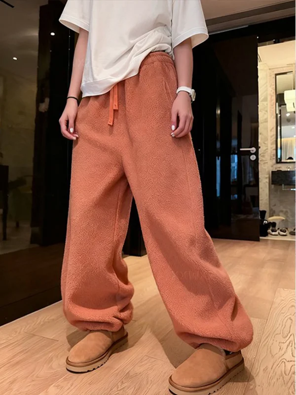 Pantalon droit à taille haute pour femme, pantalon décontracté ample et amincissant, chaud, automne-hiver, style coréen