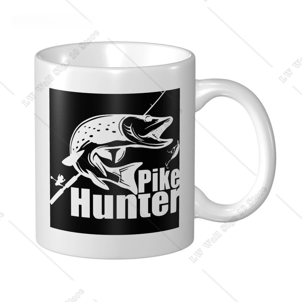 Creative DIY photo Pike Hunter Fish Mug Ceramic Mug Coffee Mugs Milk Cup Gift Print Picture