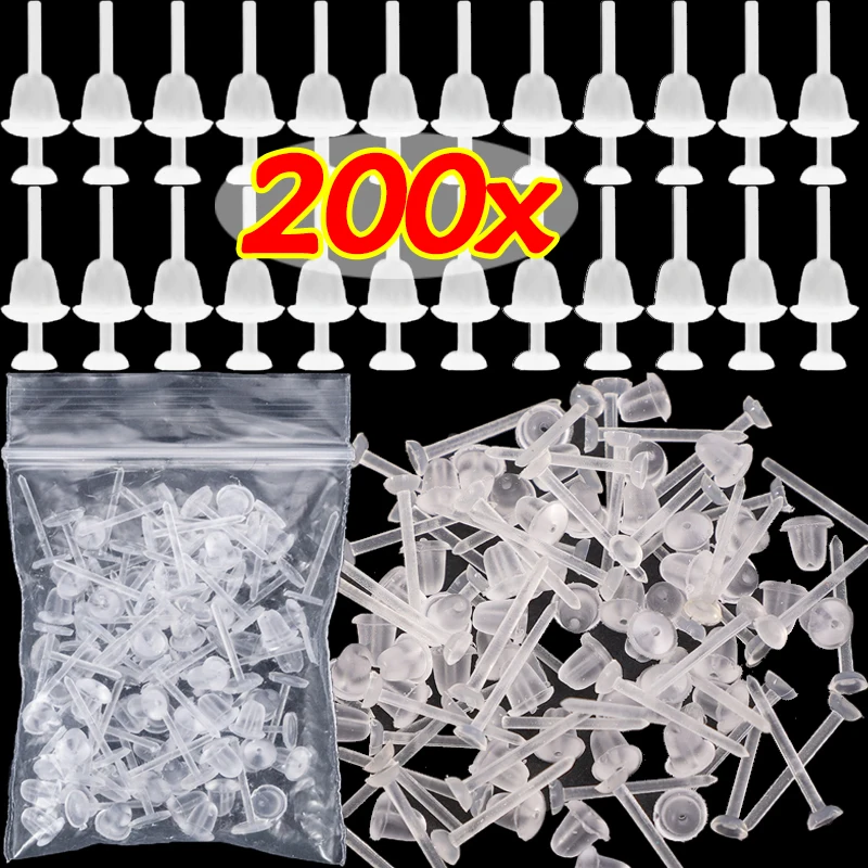 300PCS Transparent Earrings Plastic Ear Studs for Women Men Anti Allergy Invisible Earring for Ear Hole Blockage Jewelry Makings