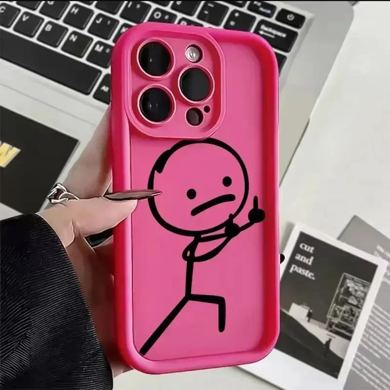 Cartoon Matchman Silicone Phone Case For iPhone 16 15 14 Pro Max Plus 13 12 11 Pro XS Max X XR 7 8 Plus SE 2022 Shockproof Cover