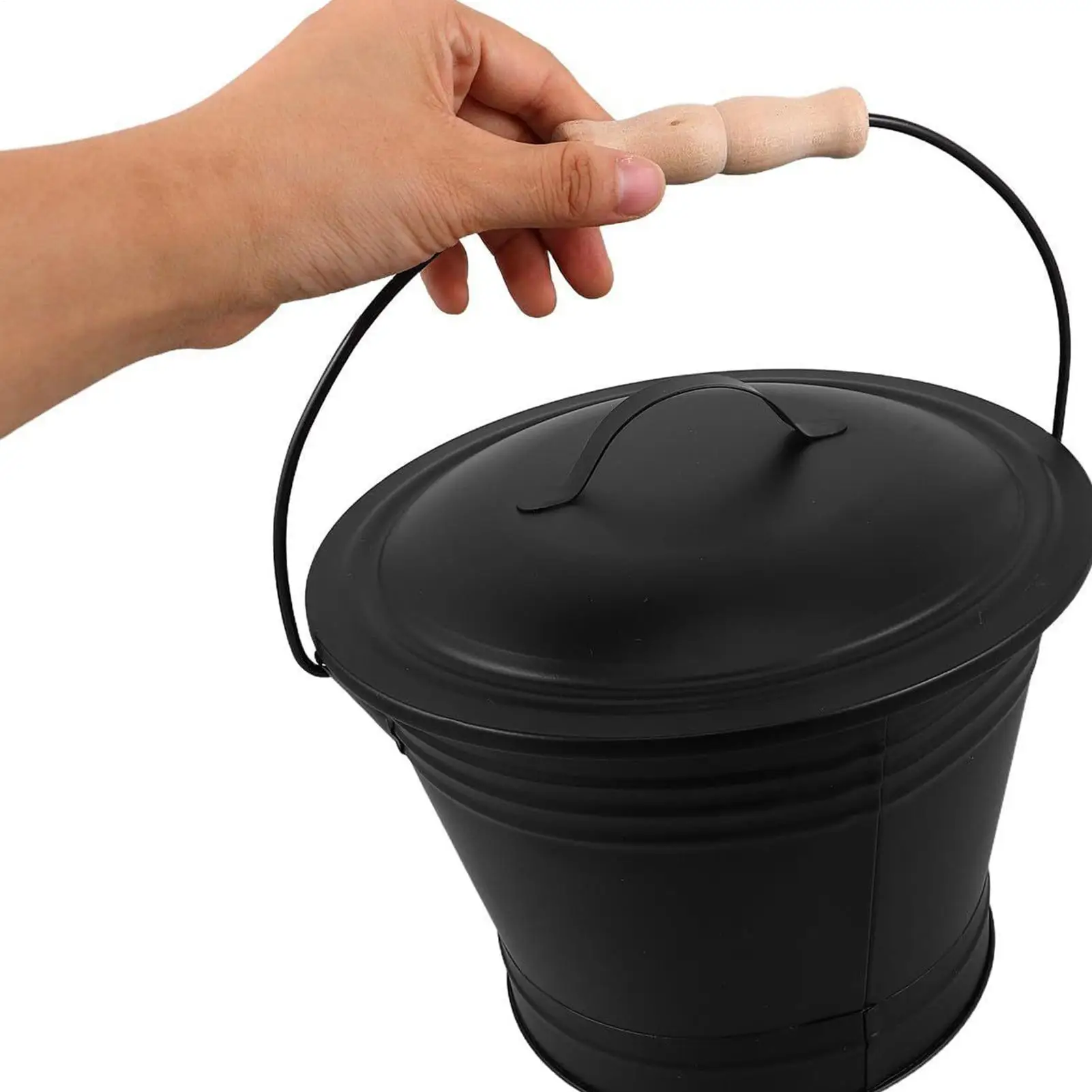 

Ведро для пепла для камина с крышкой Прочный металлический портативный большой контейнер для пепла с набором инструментов для камина для костра на открытом воздухе