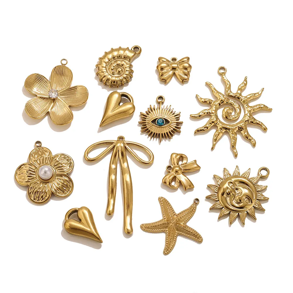 المعلقات الفولاذ المقاوم للصدأ DIY بها بنفسك امرأة القرط قلادة صنع المجوهرات الاكسسوارات زهرة الشمس القلب نجم البحر سحر موصل