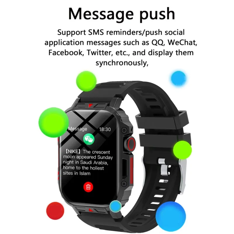 ساعة ذكية جديدة للرجال في الهواء الطلق رجل عسكري بلوتوث دعوة Smartwatch أندرويد IOS IP67 مقاوم للماء اللياقة البدنية الساعات لشاومي هواوي