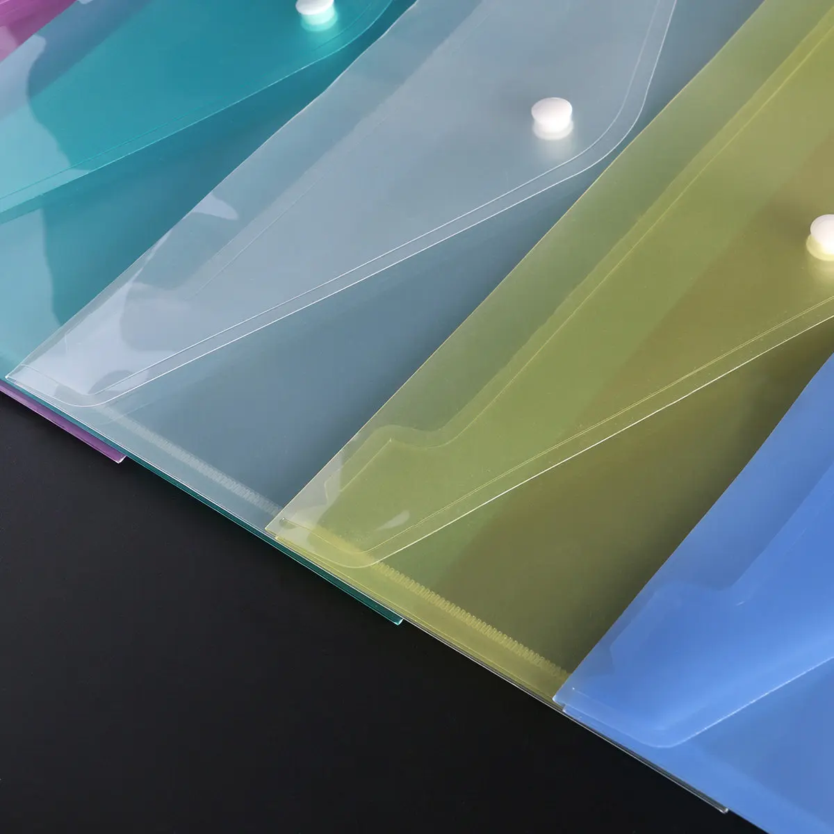

20Pcs Document Folder Snap Button A4 Polypropylene Clear Document Envelope Folder Assorted Colors Blue Green Yellow Transparent