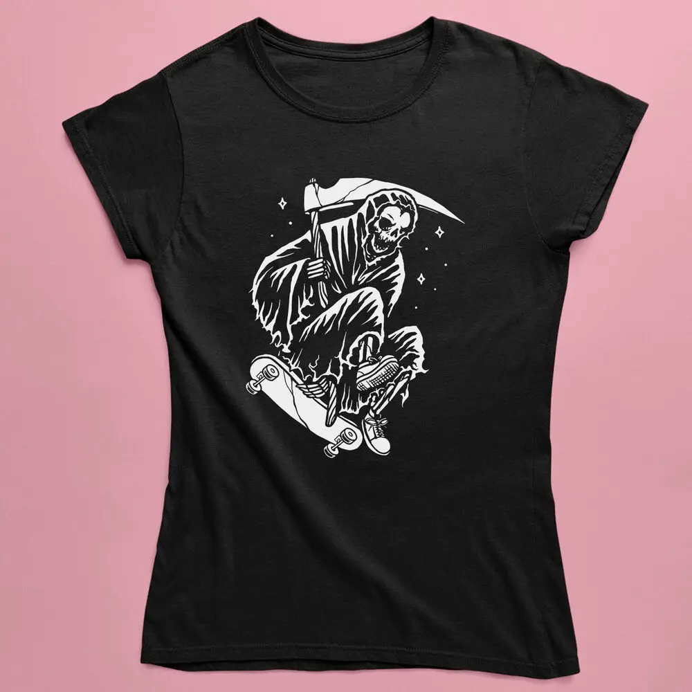 T-shirt graphique Grim Reaper pour hommes et femmes, Fun Grim, Skateboarding Tee